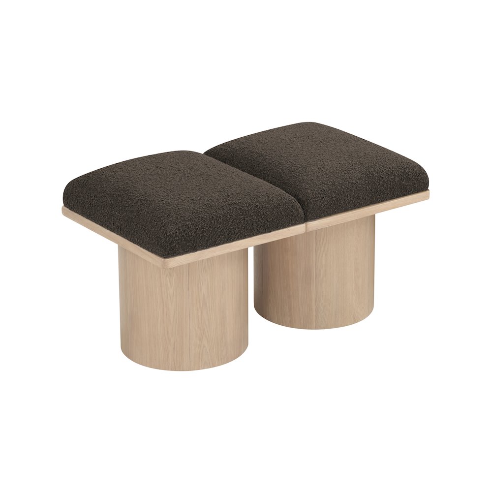 Pavilion Brown Boucle Fabric Bench. Picture 4