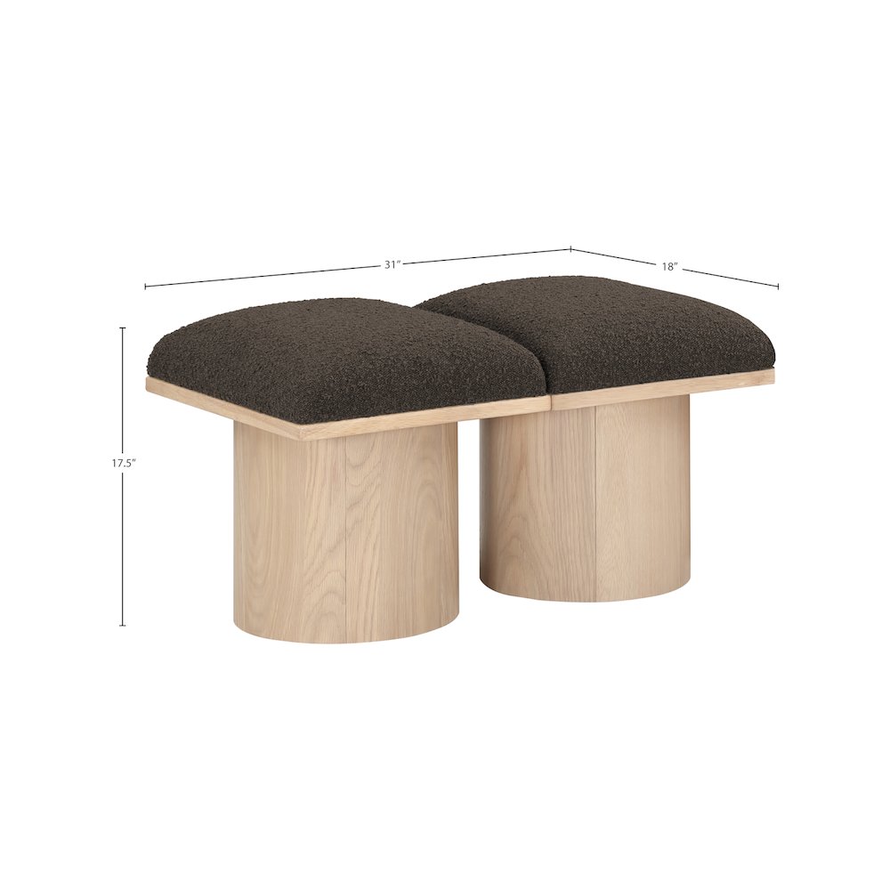 Pavilion Brown Boucle Fabric Bench. Picture 5