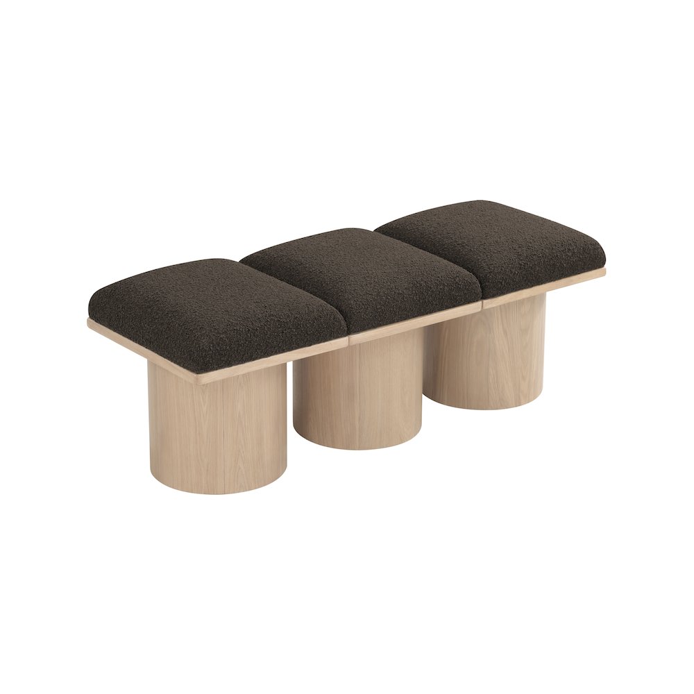 Pavilion Brown Boucle Fabric Bench. Picture 4