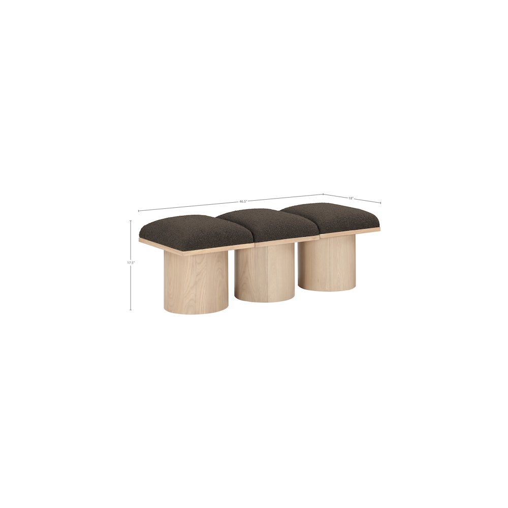 Pavilion Brown Boucle Fabric Bench. Picture 5