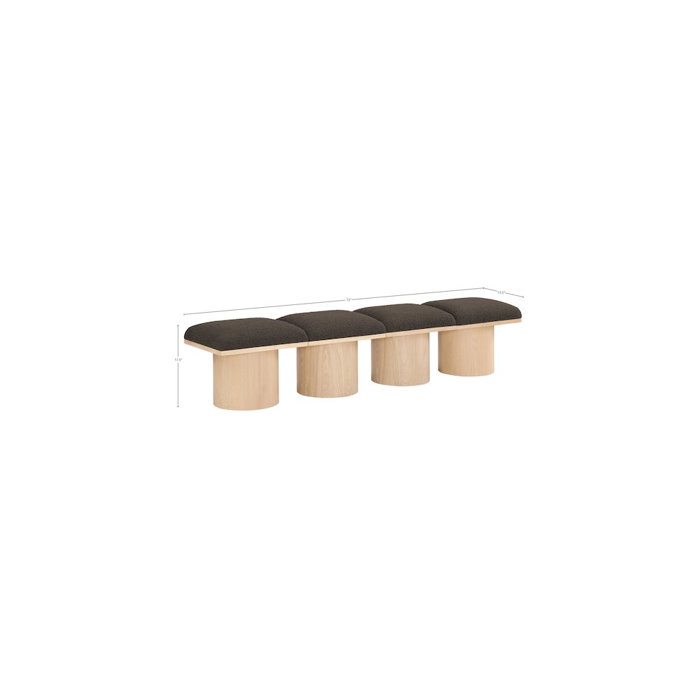 Pavilion Brown Boucle Fabric Bench. Picture 6