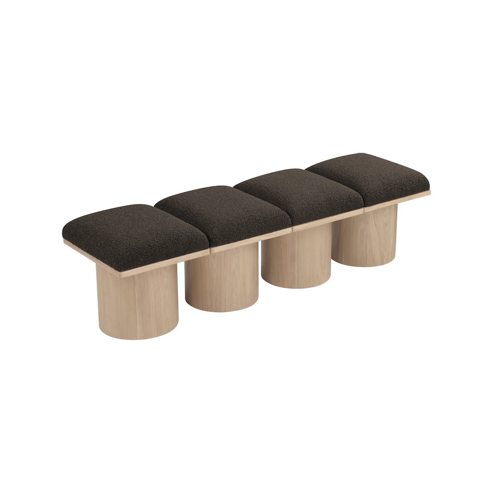 Pavilion Brown Boucle Fabric Bench. Picture 4