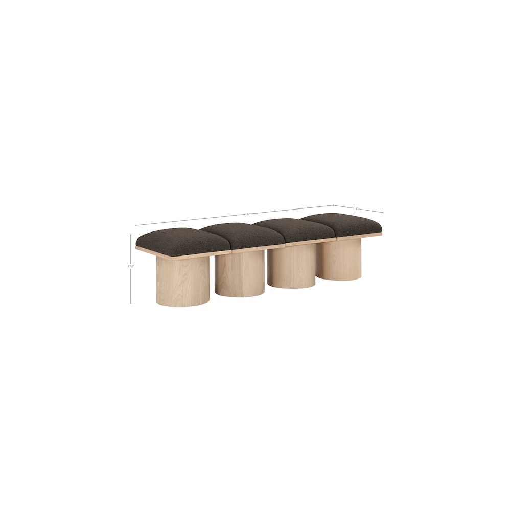 Pavilion Brown Boucle Fabric Bench. Picture 5