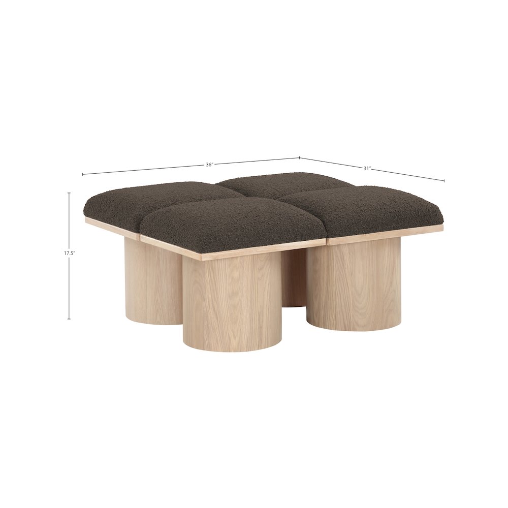 Pavilion Brown Boucle Fabric Bench. Picture 5