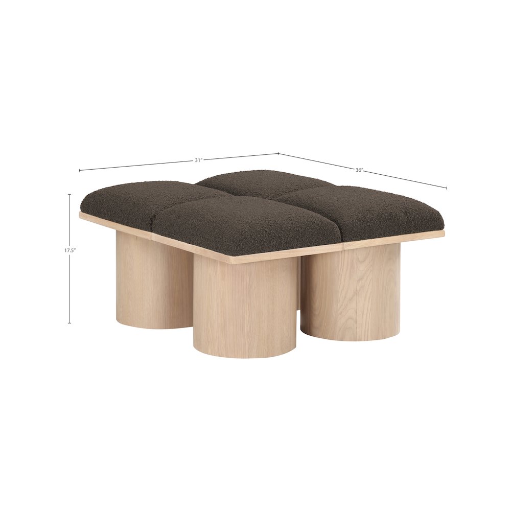 Pavilion Brown Boucle Fabric Bench. Picture 6