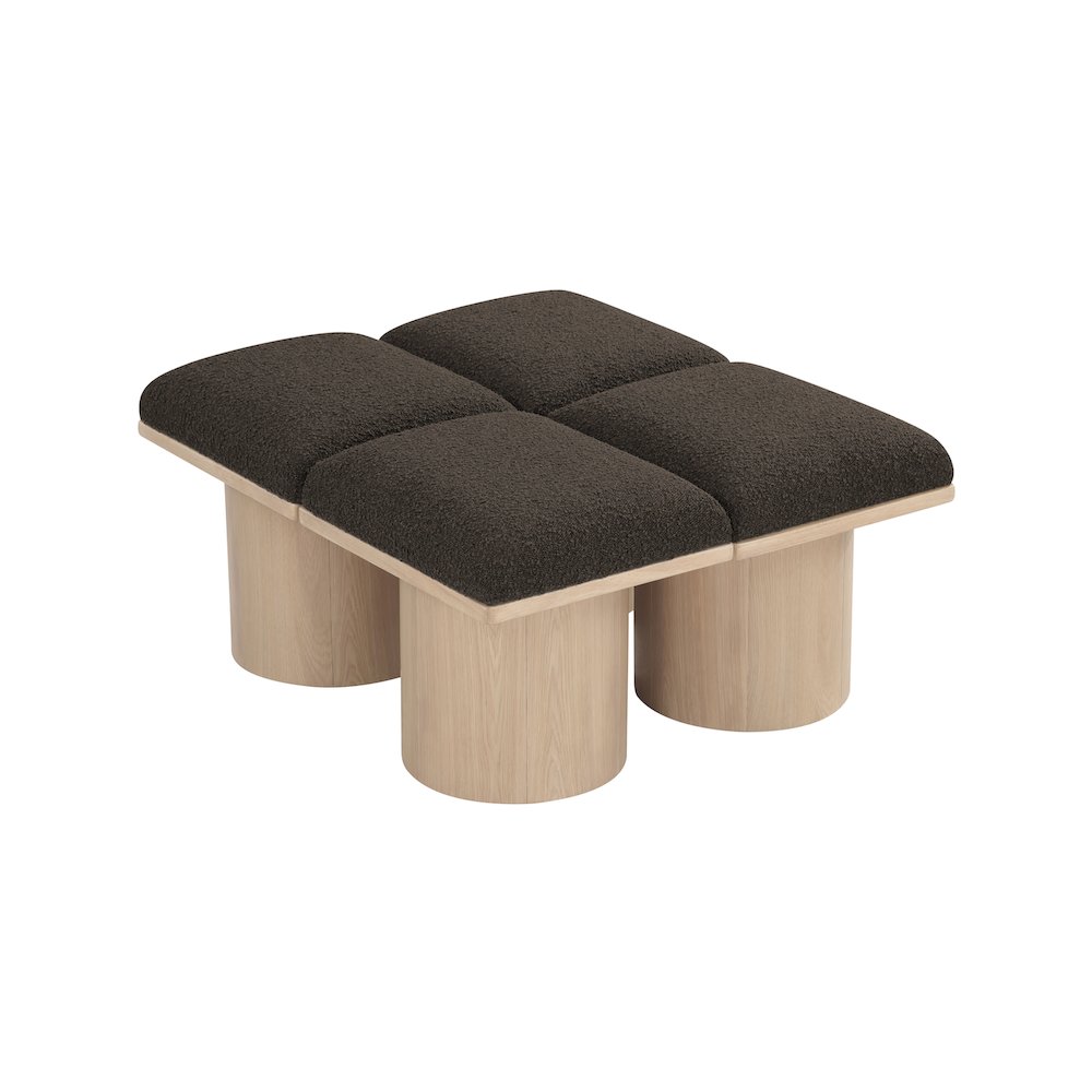 Pavilion Brown Boucle Fabric Bench. Picture 4