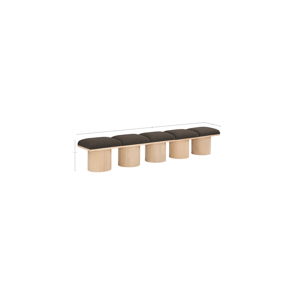 Pavilion Brown Boucle Fabric Bench. Picture 6
