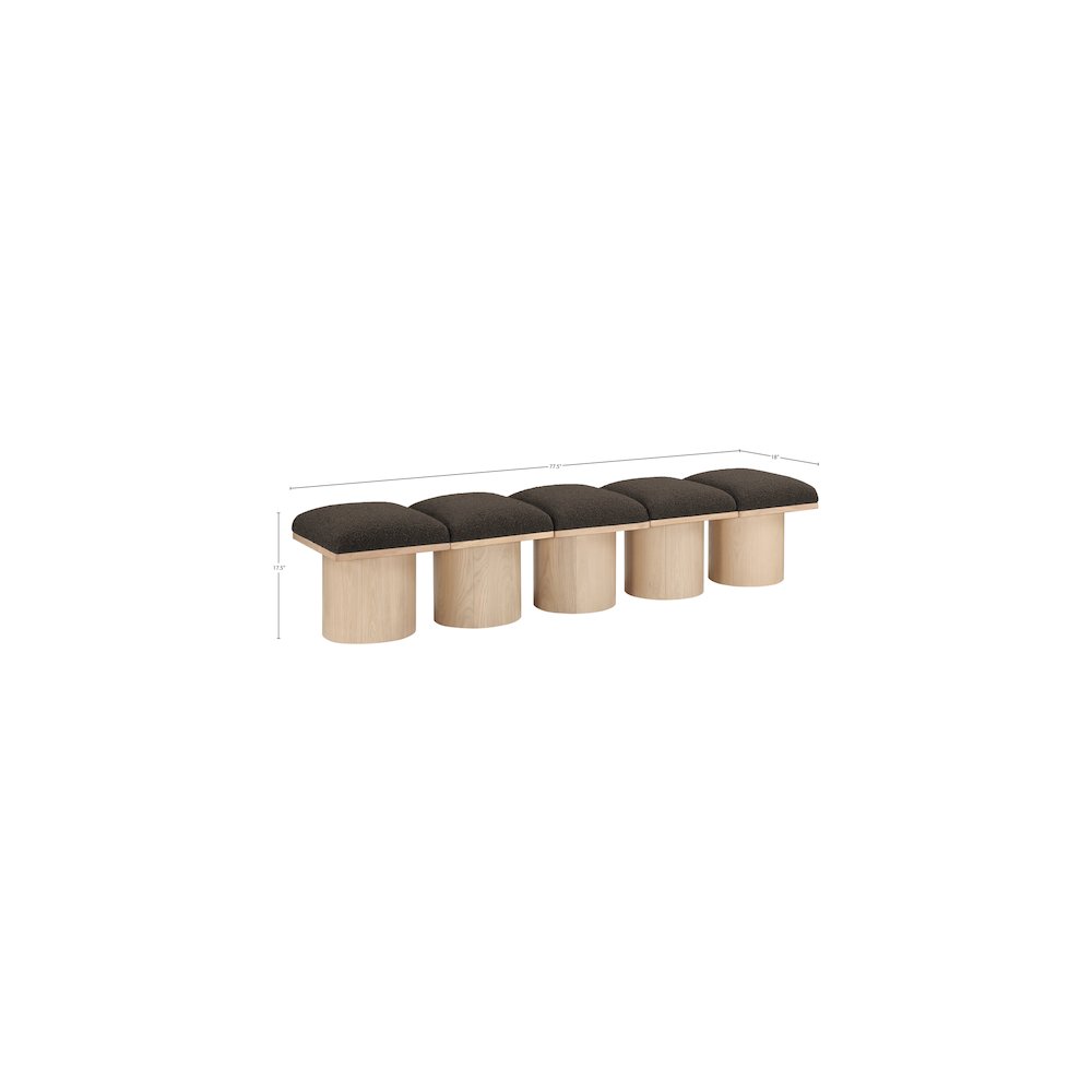 Pavilion Brown Boucle Fabric Bench. Picture 5