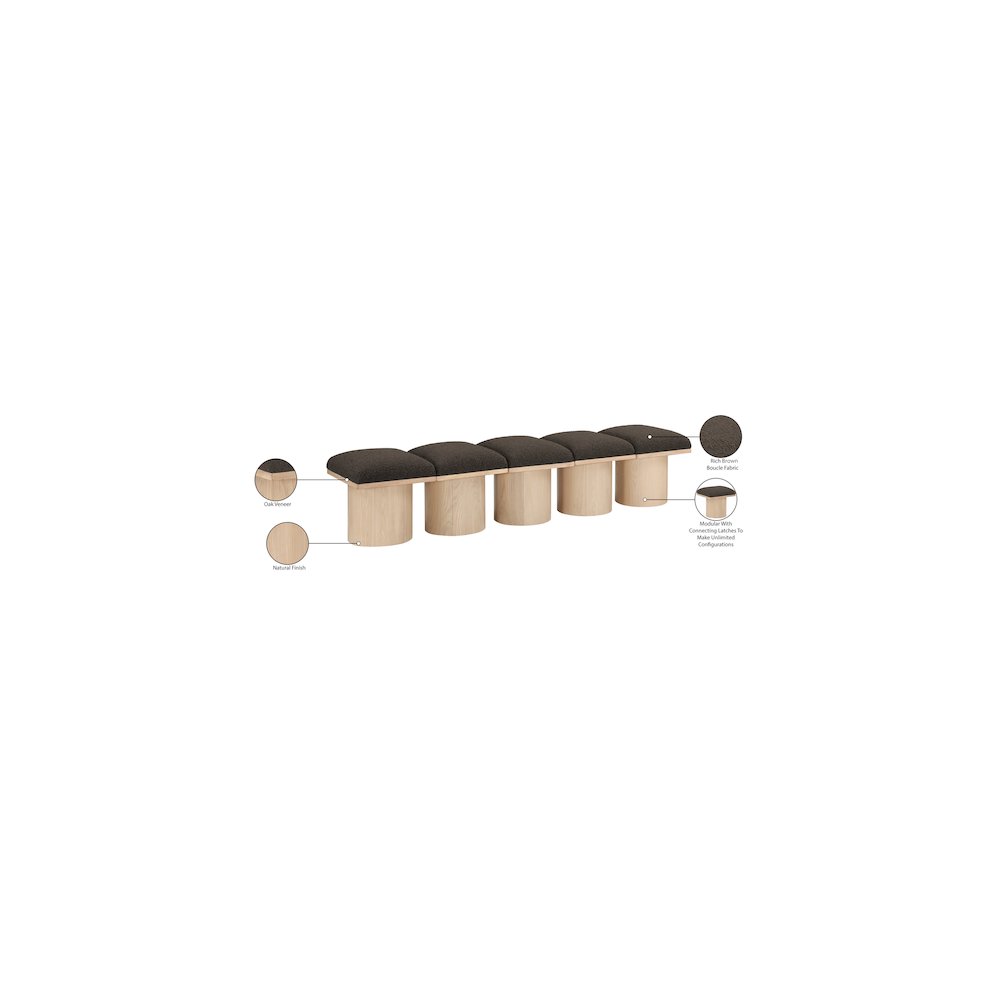 Pavilion Brown Boucle Fabric Bench. Picture 6