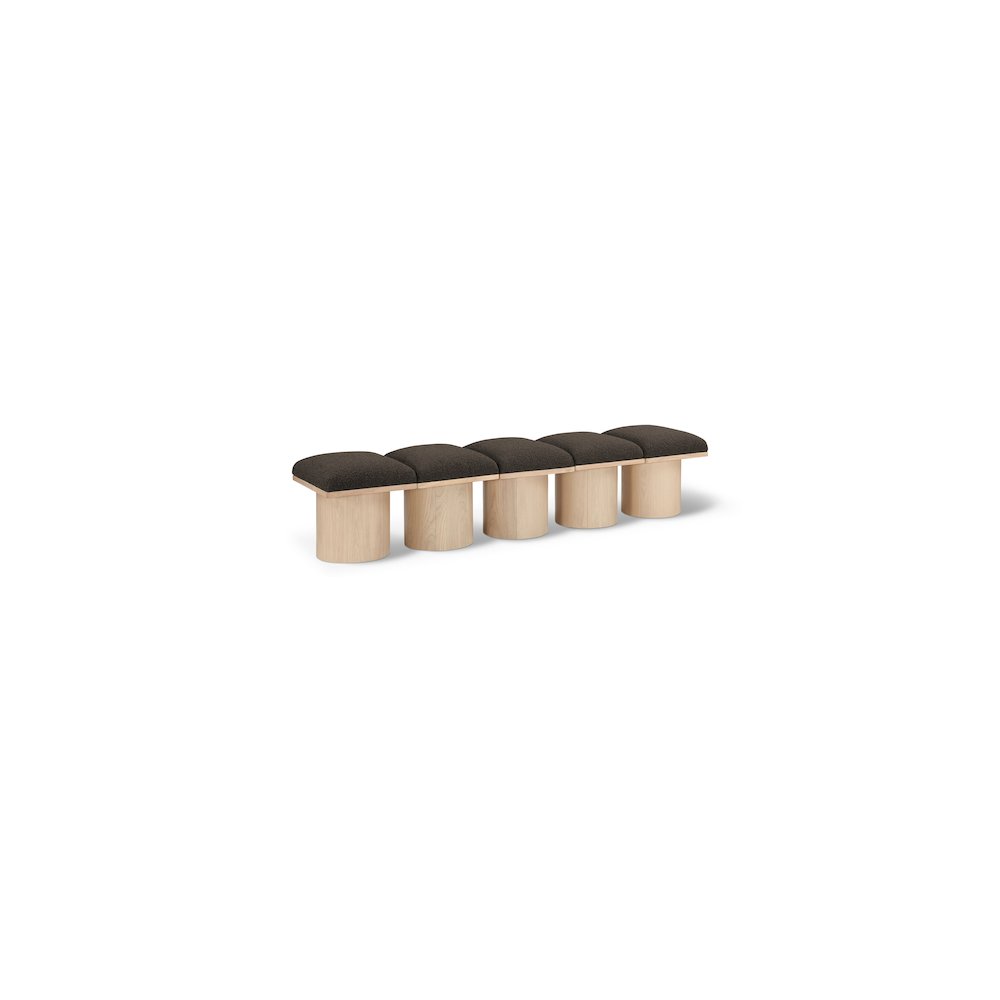 Pavilion Brown Boucle Fabric Bench. Picture 1
