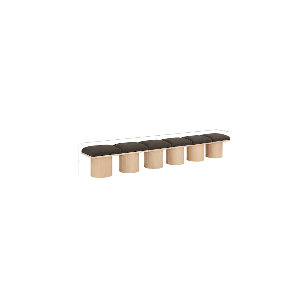 Pavilion Brown Boucle Fabric Bench. Picture 6