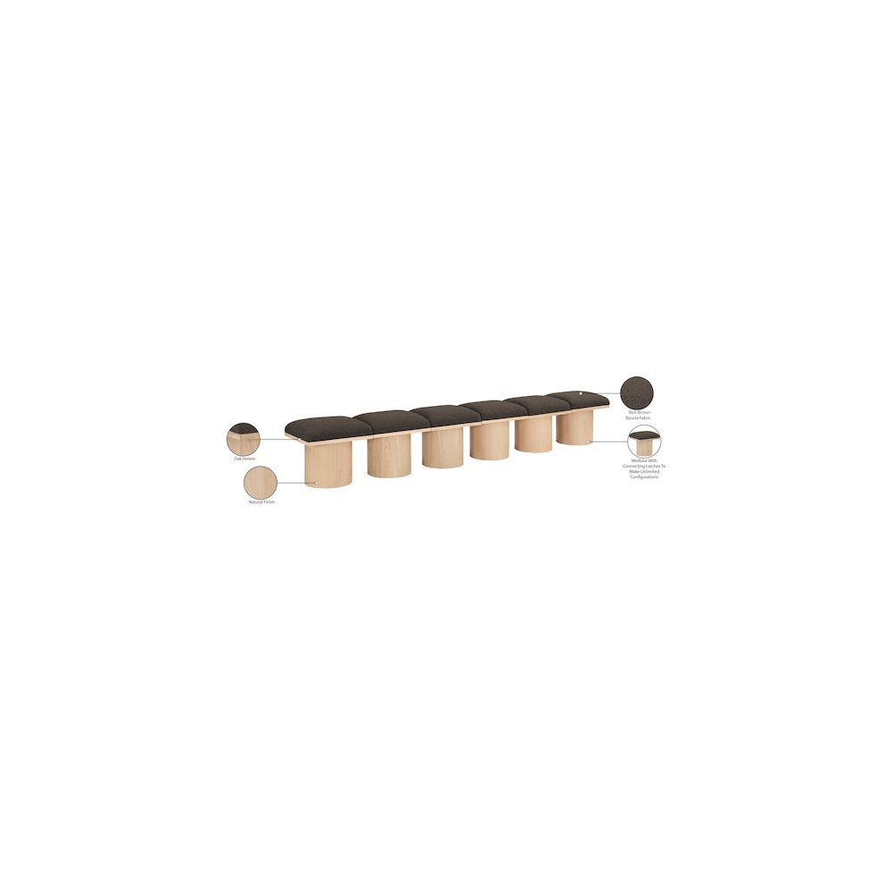 Pavilion Brown Boucle Fabric Bench. Picture 7