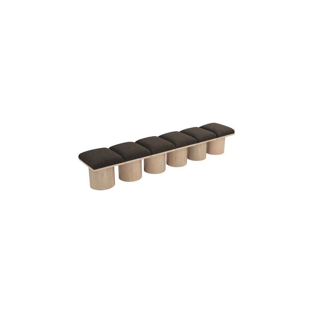 Pavilion Brown Boucle Fabric Bench. Picture 4