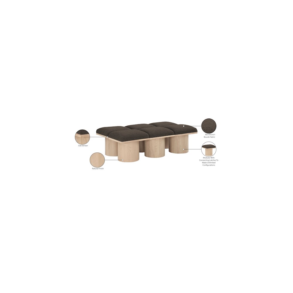 Pavilion Brown Boucle Fabric Bench. Picture 6