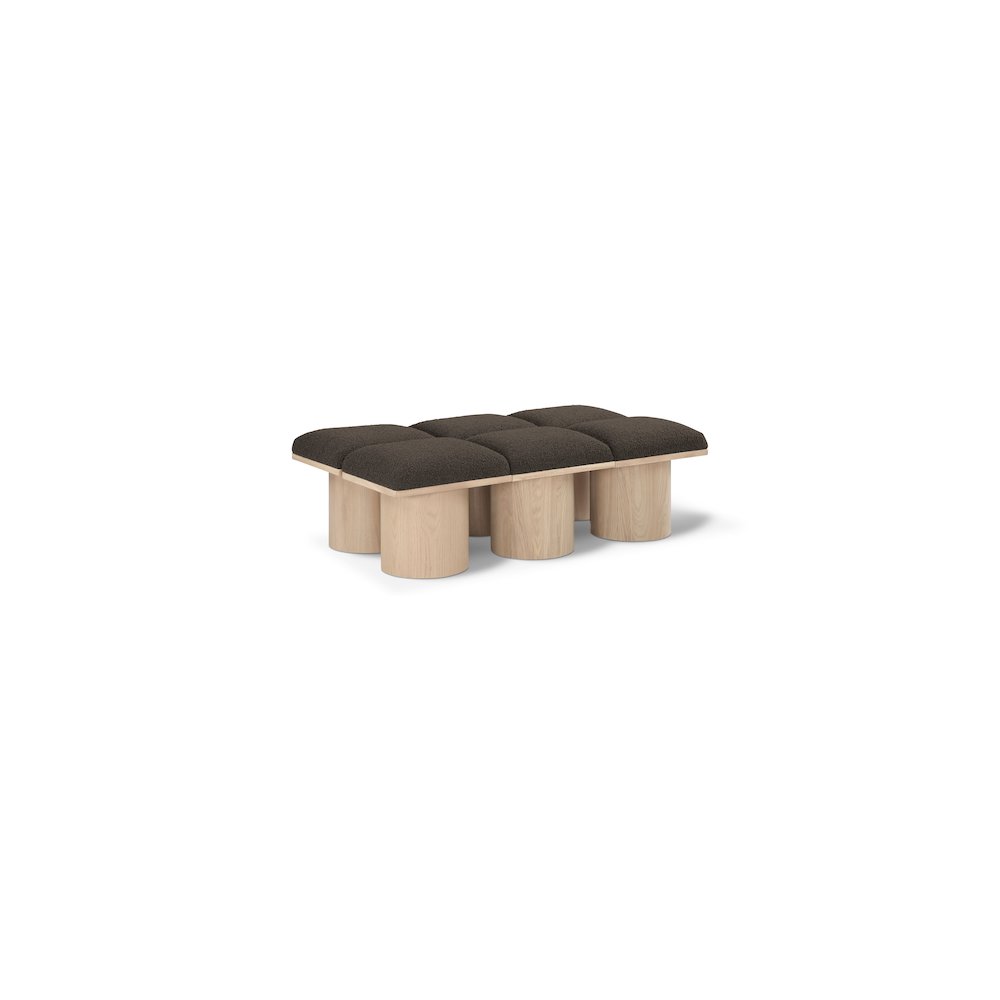 Pavilion Brown Boucle Fabric Bench. Picture 1