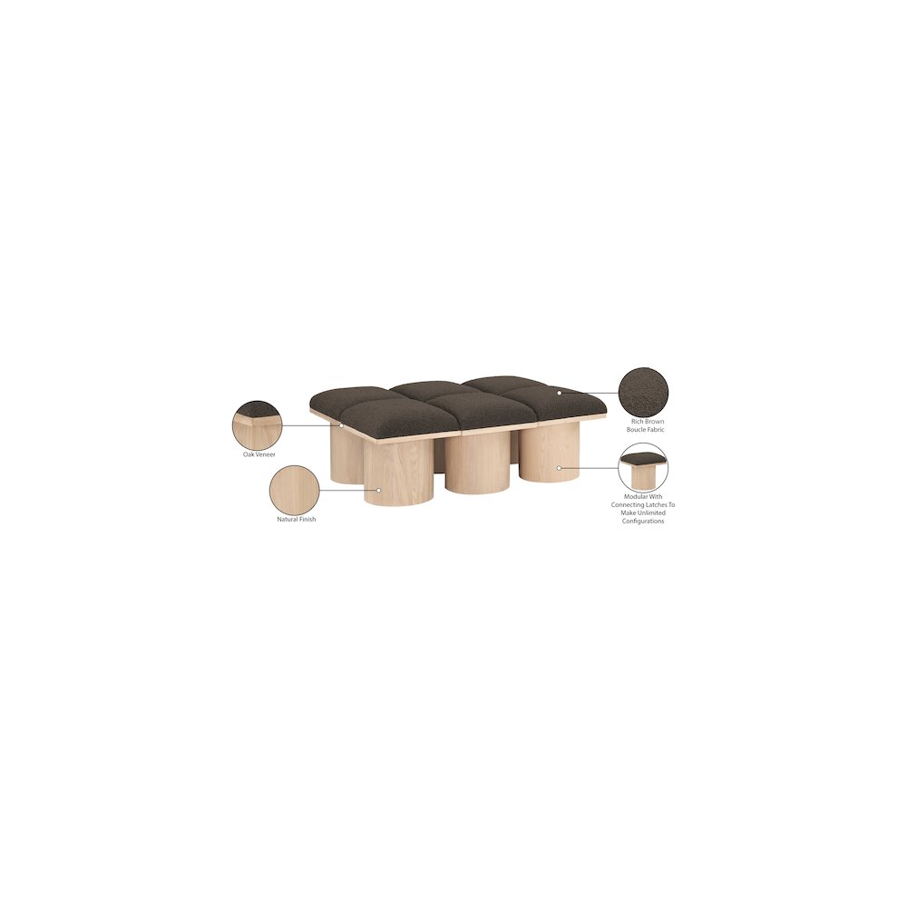 Pavilion Brown Boucle Fabric Bench. Picture 7