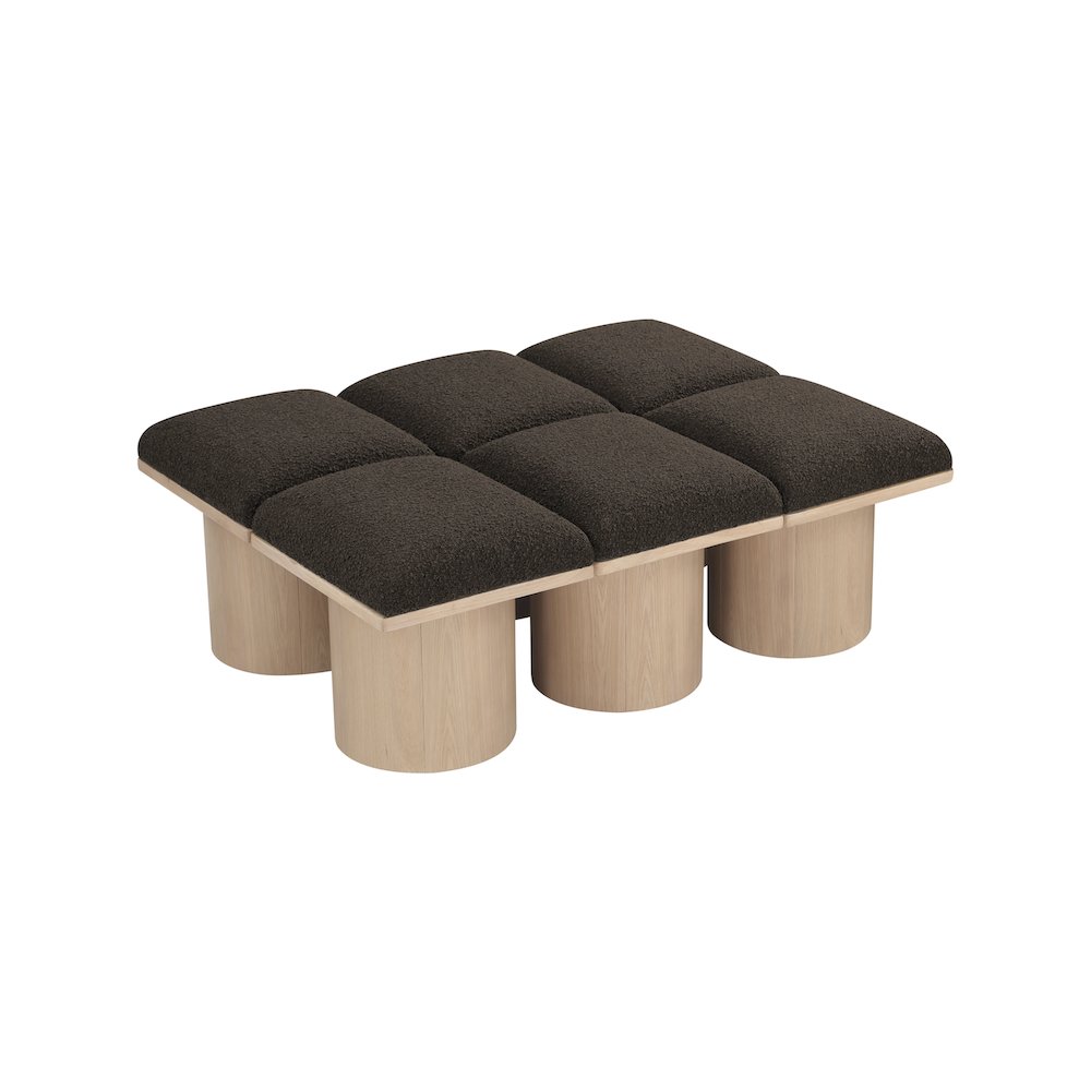 Pavilion Brown Boucle Fabric Bench. Picture 4