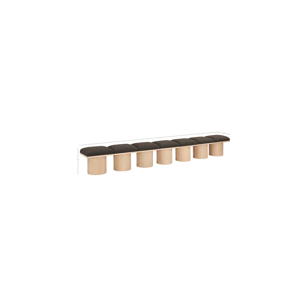 Pavilion Brown Boucle Fabric Bench. Picture 6