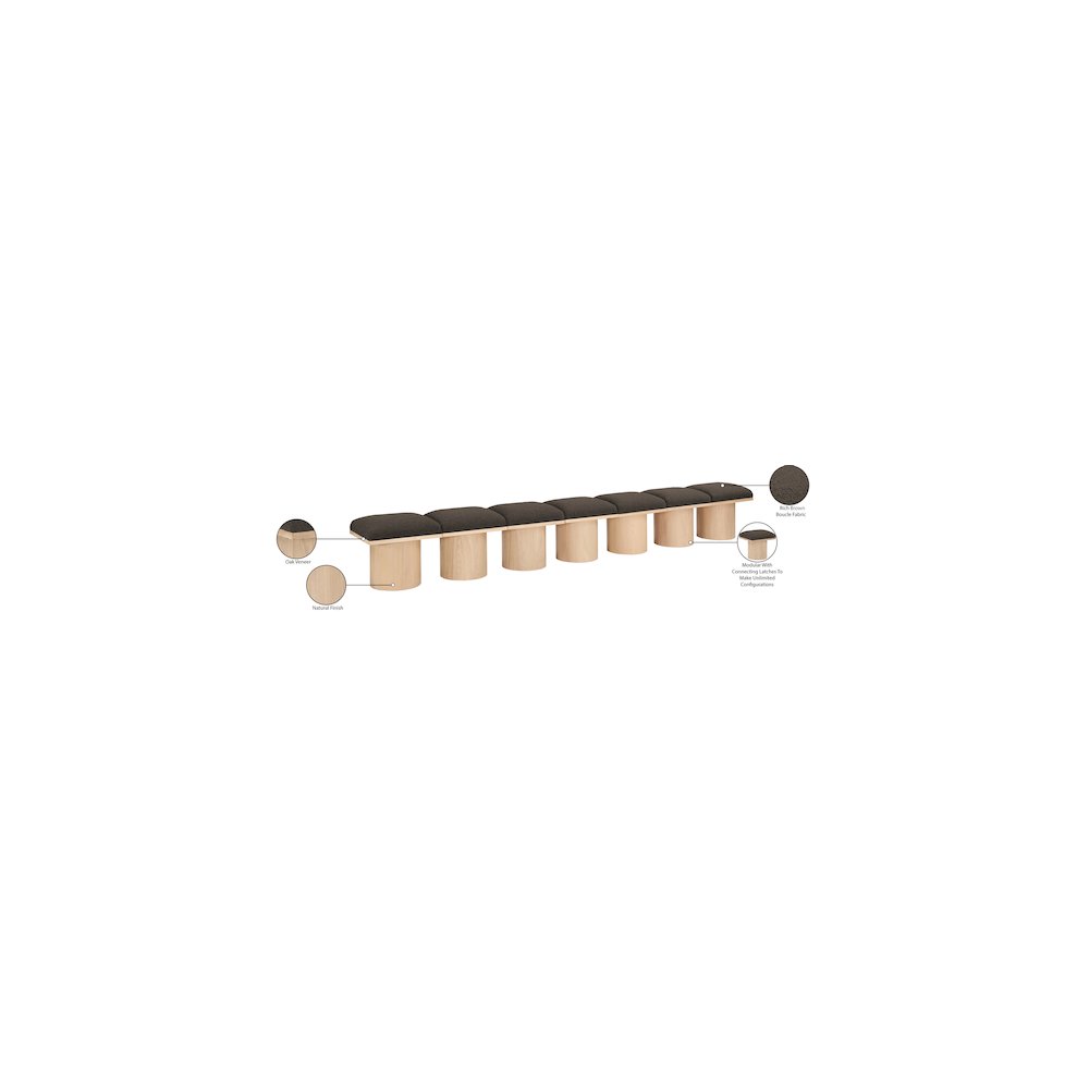 Pavilion Brown Boucle Fabric Bench. Picture 7