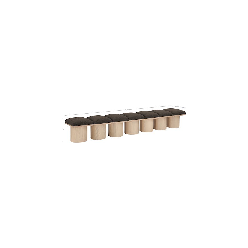 Pavilion Brown Boucle Fabric Bench. Picture 5