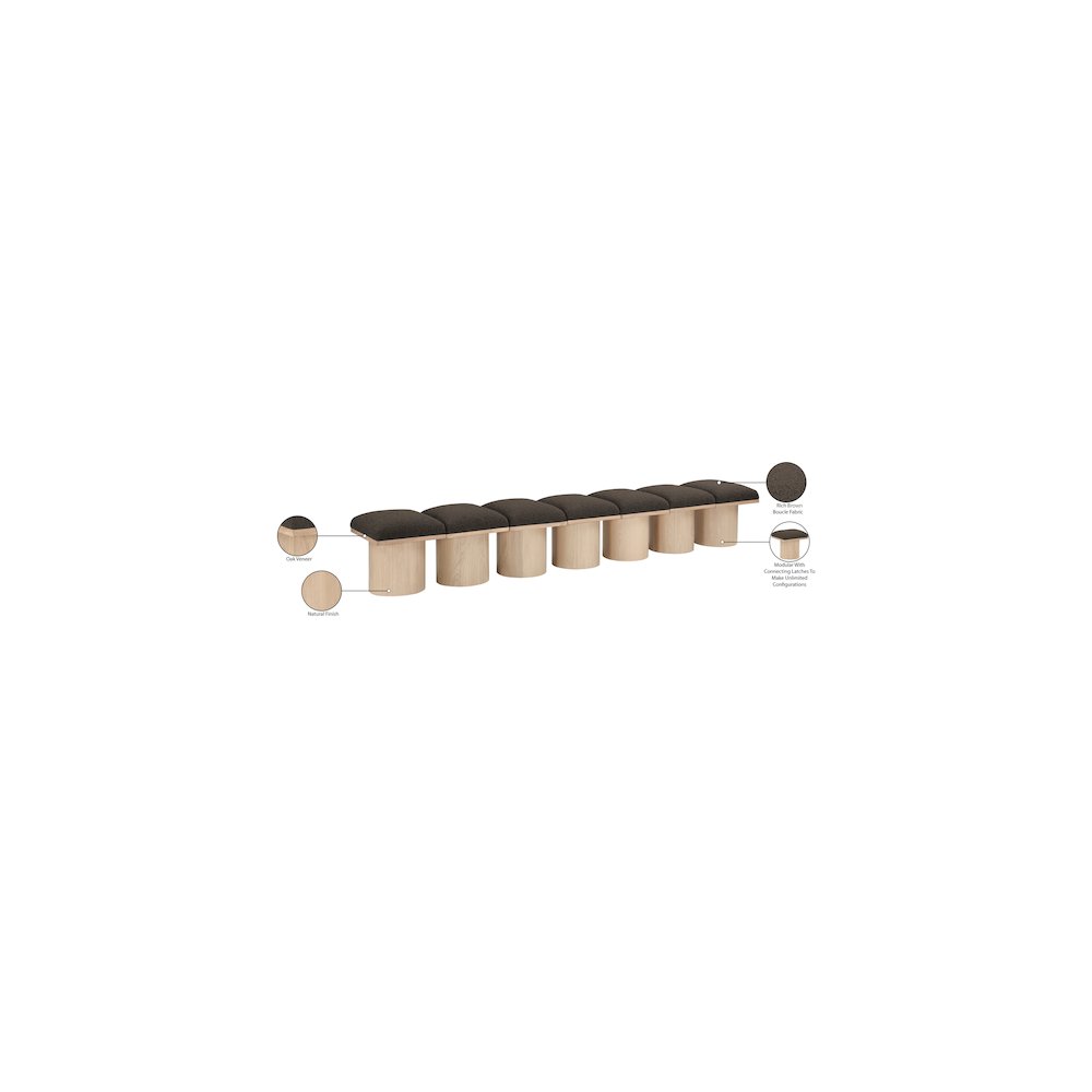 Pavilion Brown Boucle Fabric Bench. Picture 6
