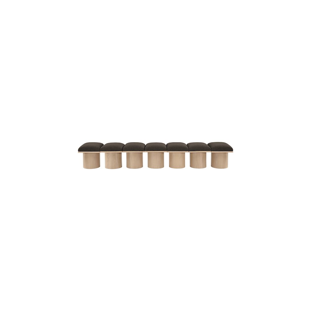 Pavilion Brown Boucle Fabric Bench. Picture 2
