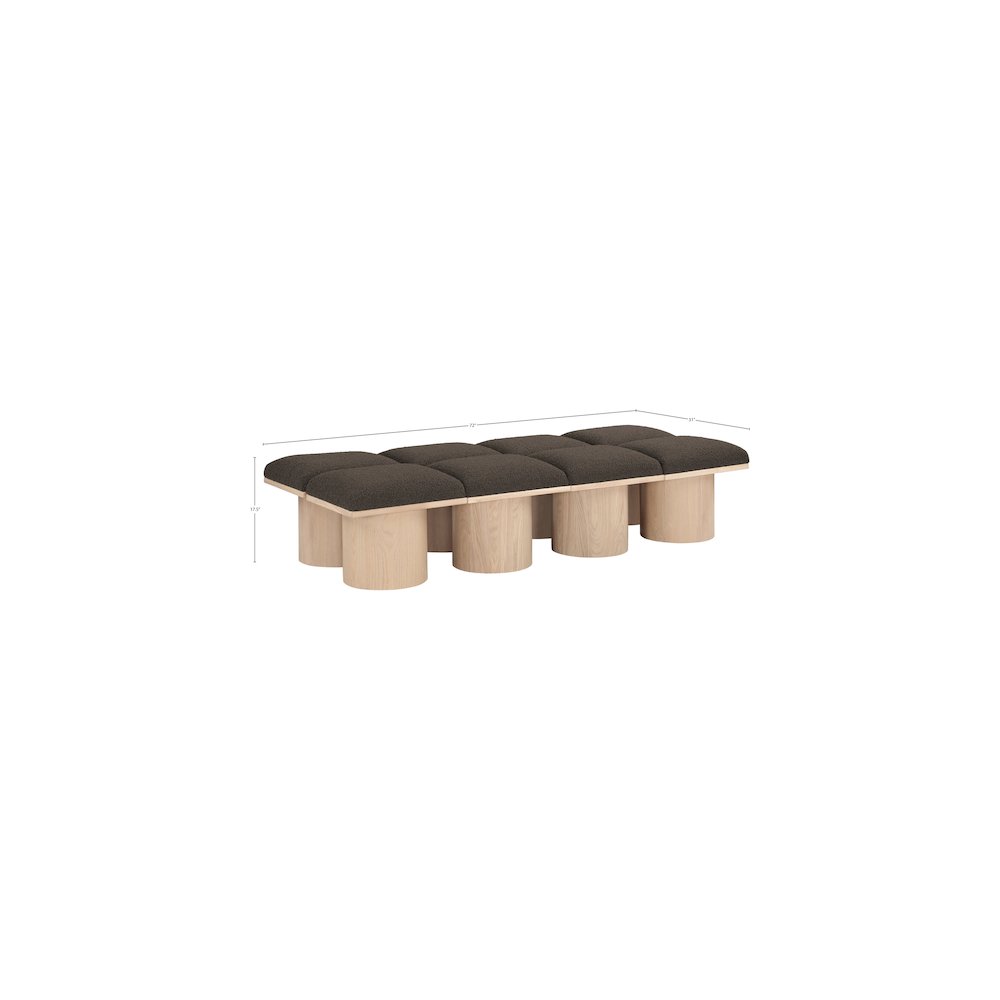 Pavilion Brown Boucle Fabric Bench. Picture 5
