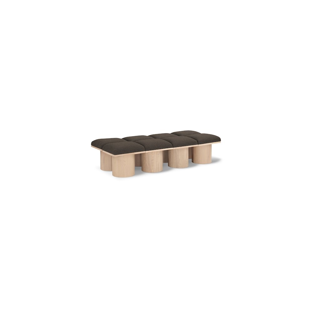 Pavilion Brown Boucle Fabric Bench. Picture 1