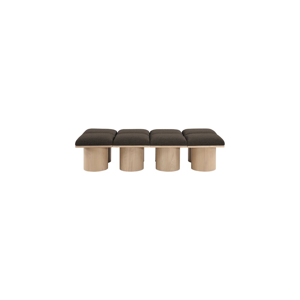 Pavilion Brown Boucle Fabric Bench. Picture 2