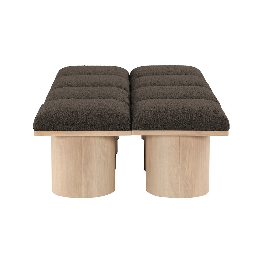 Pavilion Brown Boucle Fabric Bench. Picture 3