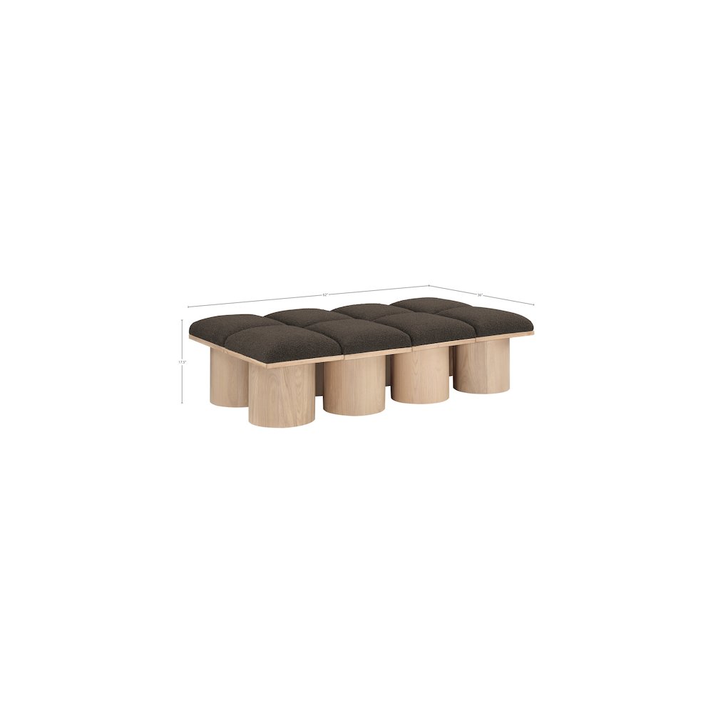 Pavilion Brown Boucle Fabric Bench. Picture 6