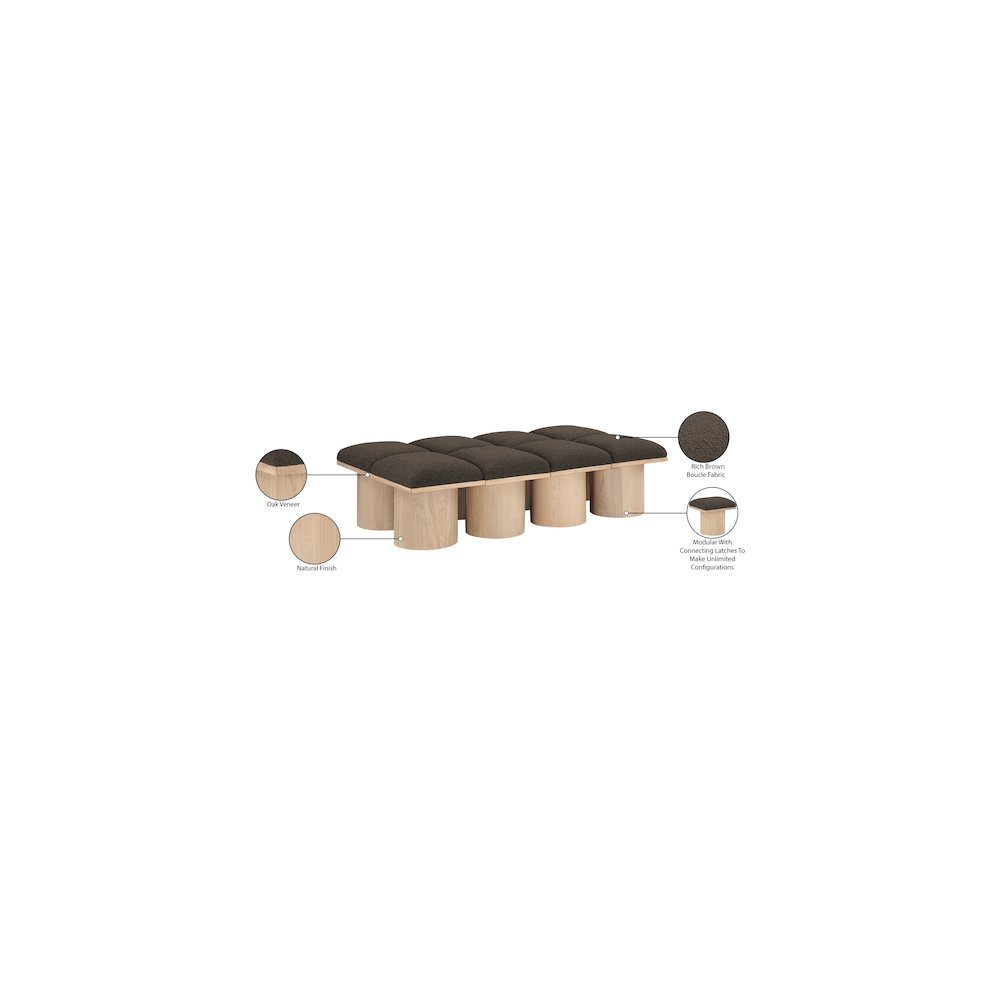 Pavilion Brown Boucle Fabric Bench. Picture 7