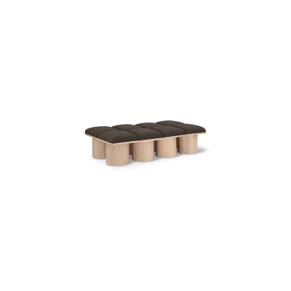 Pavilion Brown Boucle Fabric Bench. Picture 1