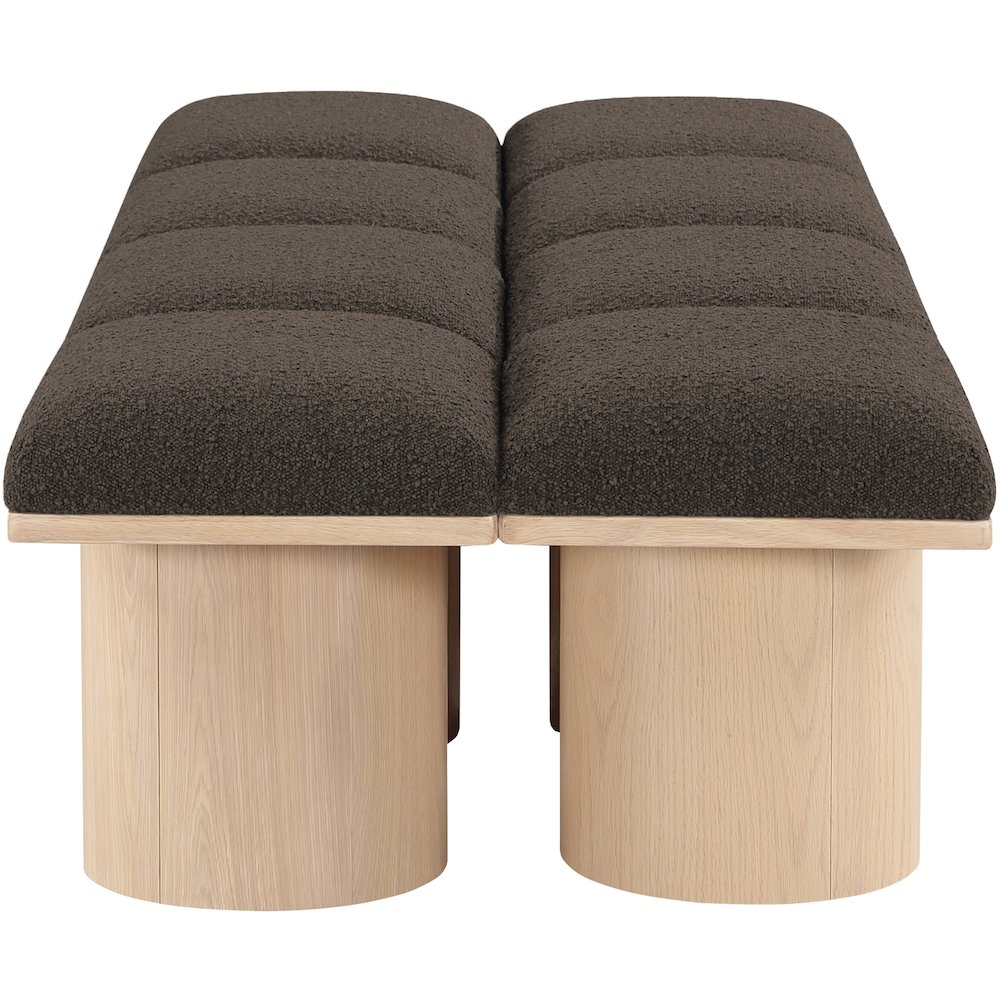Pavilion Brown Boucle Fabric Bench. Picture 3