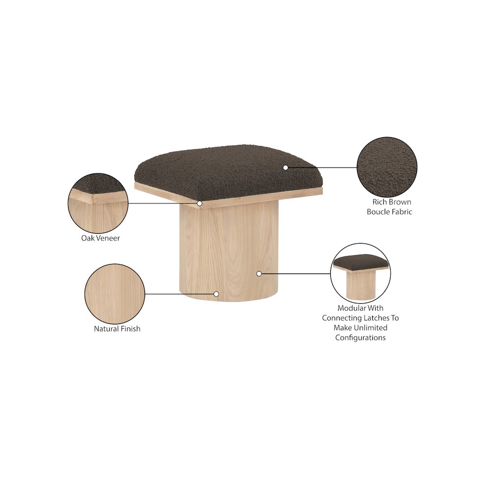 Pavilion Brown Boucle Fabric Bench/Stool. Picture 7