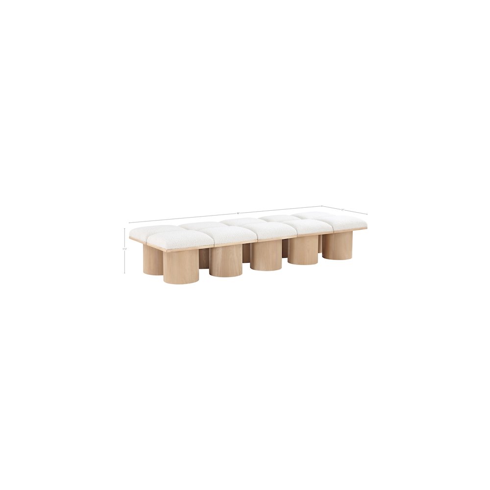 Pavilion Cream Boucle Fabric Bench. Picture 5