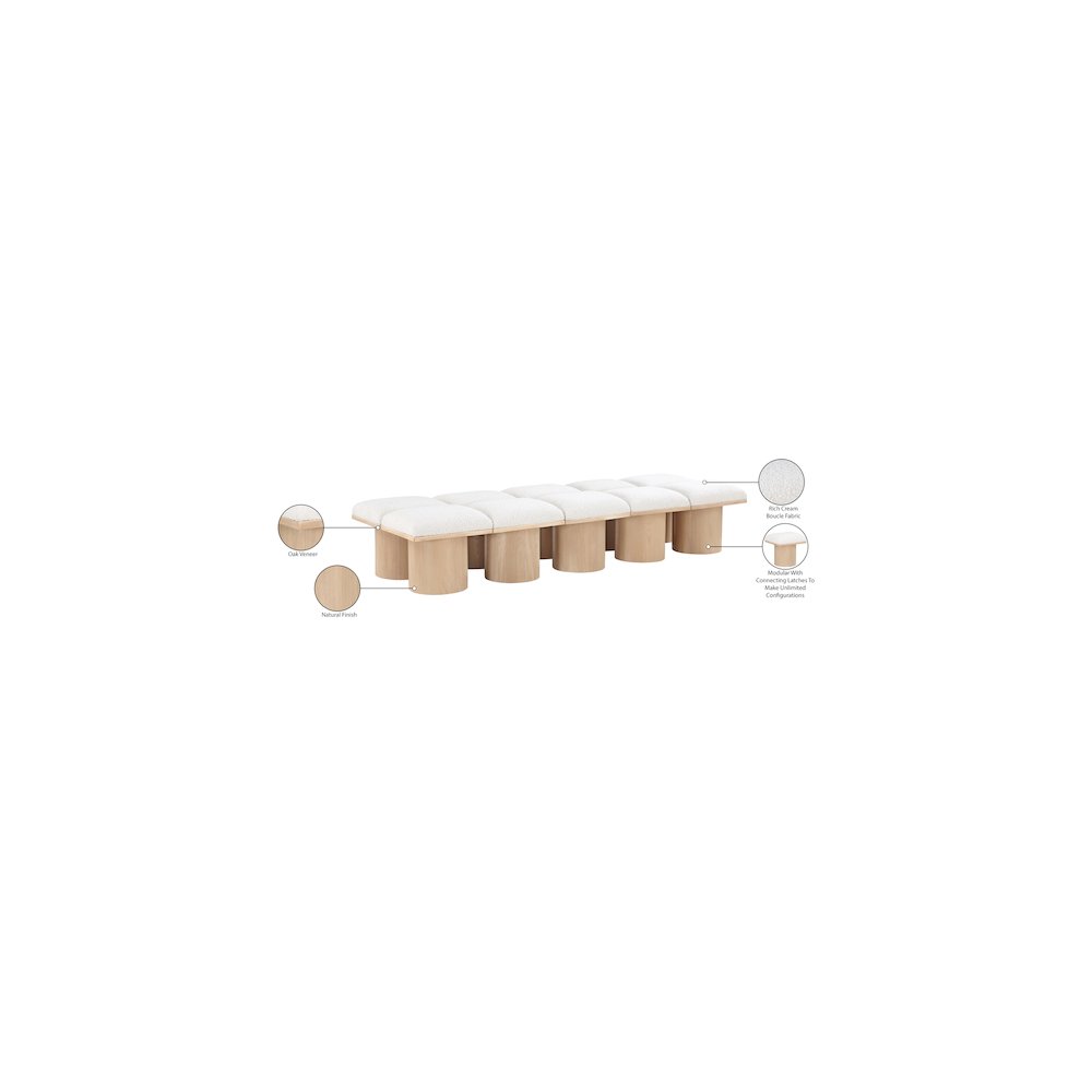 Pavilion Cream Boucle Fabric Bench. Picture 6