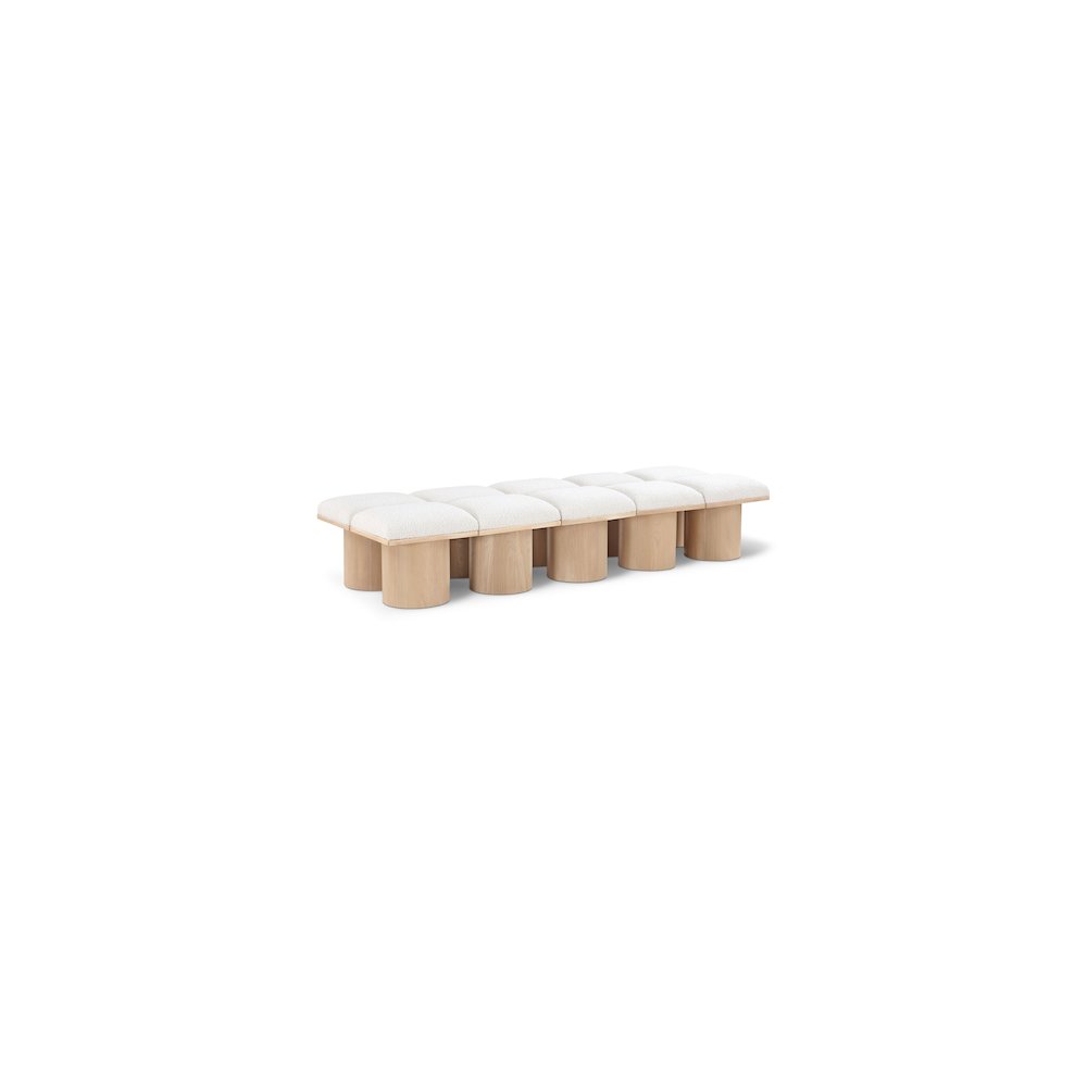 Pavilion Cream Boucle Fabric Bench. Picture 1