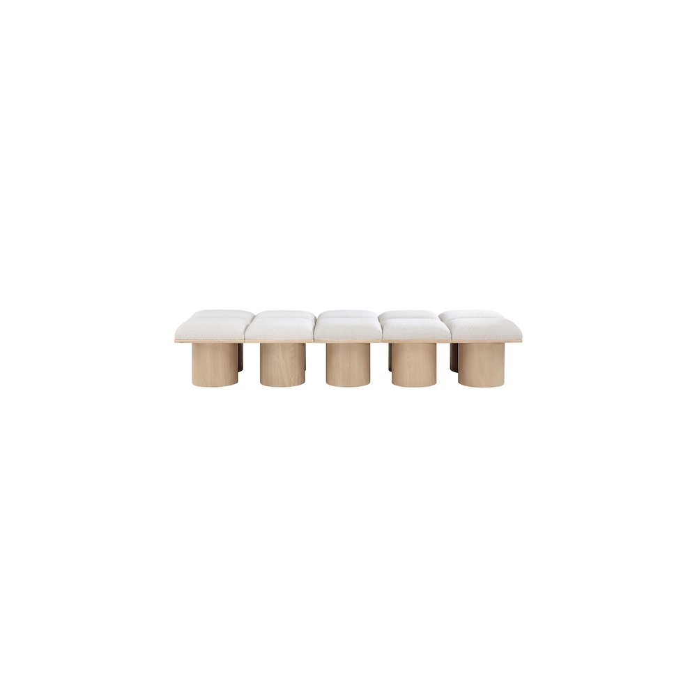 Pavilion Cream Boucle Fabric Bench. Picture 2