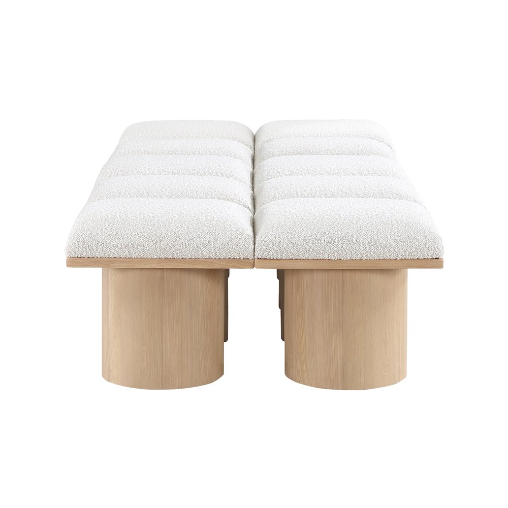Pavilion Cream Boucle Fabric Bench. Picture 3