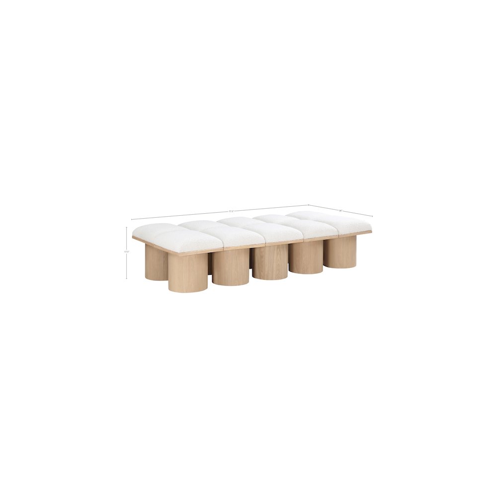 Pavilion Cream Boucle Fabric Bench. Picture 6