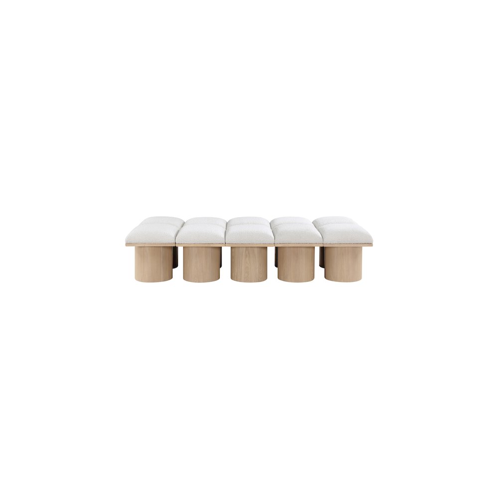 Pavilion Cream Boucle Fabric Bench. Picture 2