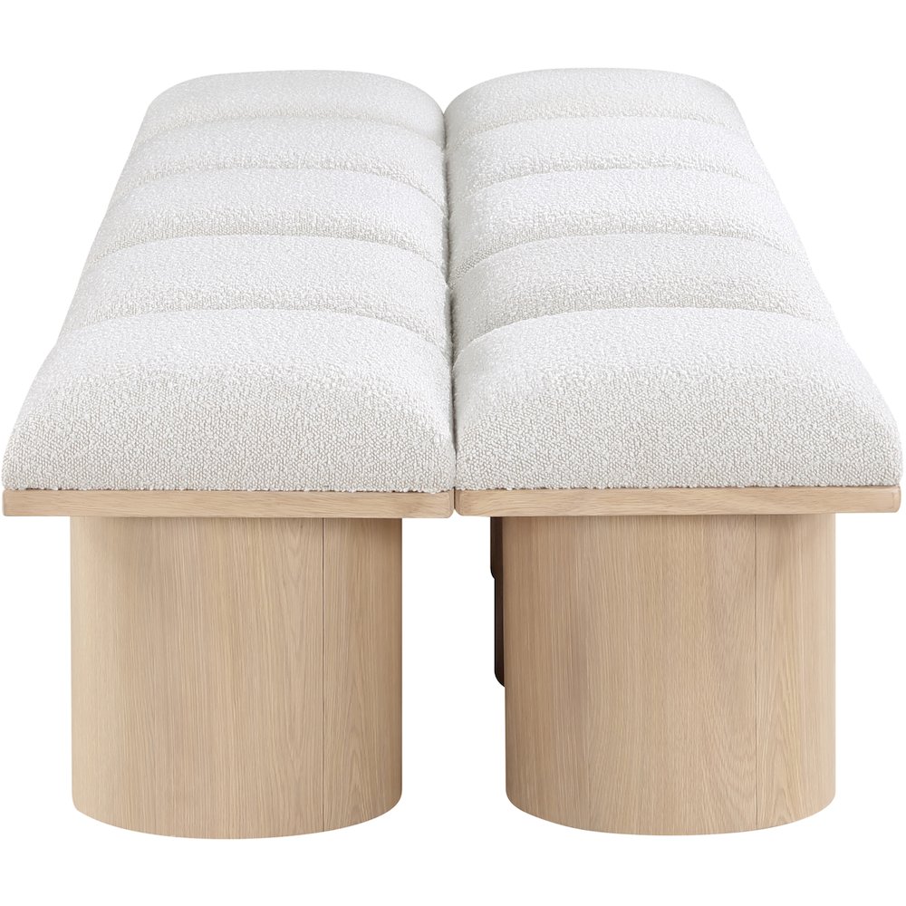 Pavilion Cream Boucle Fabric Bench. Picture 3