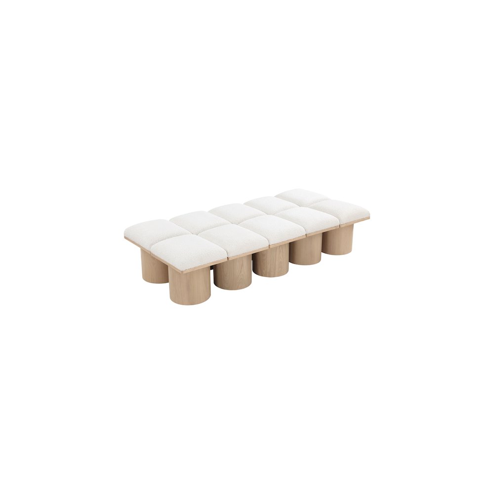 Pavilion Cream Boucle Fabric Bench. Picture 4