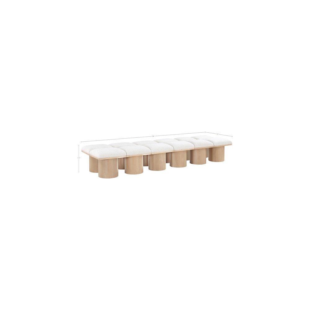 Pavilion Cream Boucle Fabric Bench. Picture 5