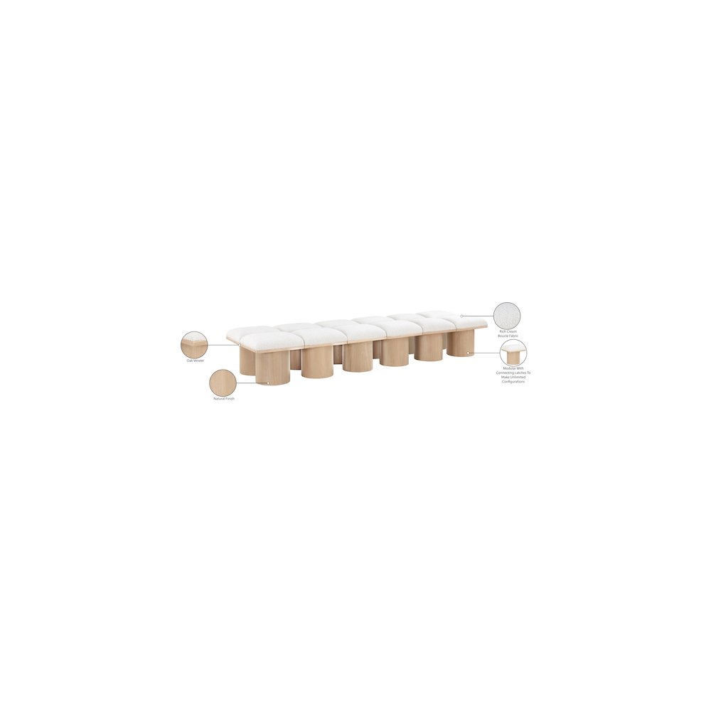 Pavilion Cream Boucle Fabric Bench. Picture 6