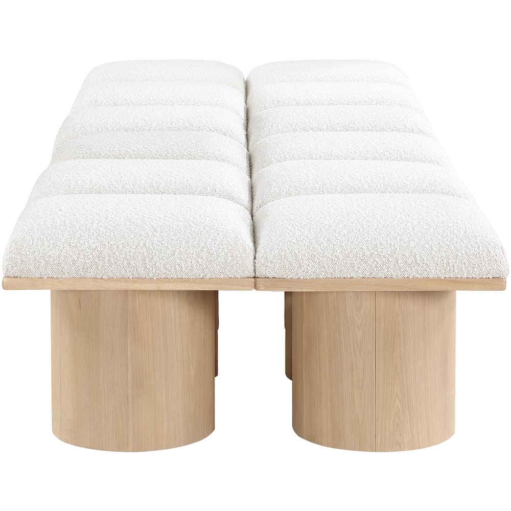 Pavilion Cream Boucle Fabric Bench. Picture 3