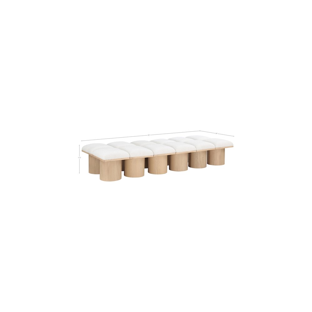 Pavilion Cream Boucle Fabric Bench. Picture 6