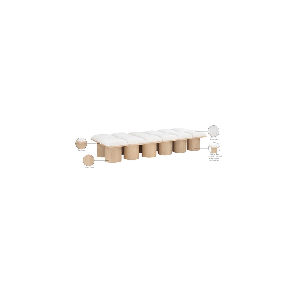 Pavilion Cream Boucle Fabric Bench. Picture 7