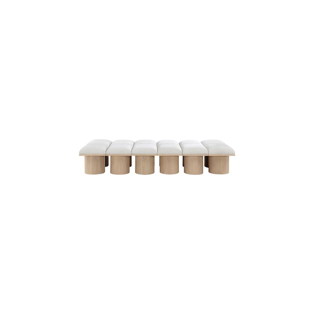 Pavilion Cream Boucle Fabric Bench. Picture 2